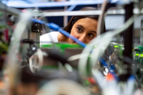 Engineer analyzing equipment